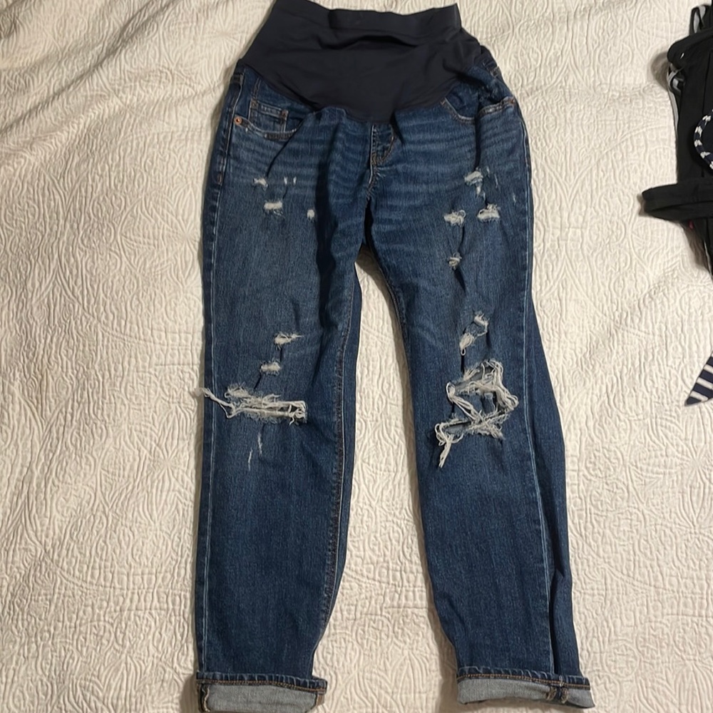 Distressed Boyfriend Jeans - Maternity (Full Panel)